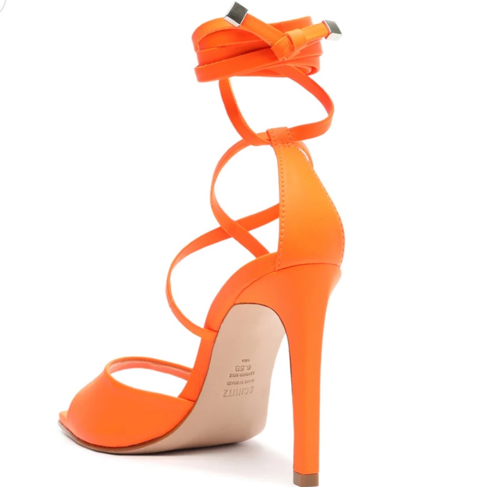 Schutz Bryce Ankle Strap Sandal in Acid Orange - Picture 3 of 4